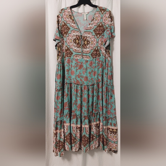 Matilda Jane Midi Dress VNeck Short-Sleeves Pockets adjustable straps at waist - Picture 3 of 12